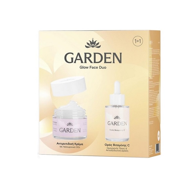 5205962010868-Garden-Glow-Face-Duo-Anti-Wrinkle-Cream-&-Vitamin-C-Serum-Αντιρυτιδική-Κρέμα-με-Υαλουρονικό-Οξύ-50ml-Ορός-Βιταμίνης-C-30ml-olgaspharmacy